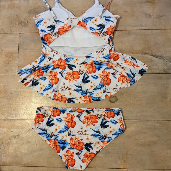 IMIDO Retro Tropical Pattern 2 Piece Swimsuit Size 2XL NWT - Picture 3 of 3